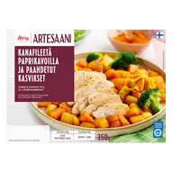 Atria Artesaani kanafileetä paprikavoilla ja paahdetut kasvikset 350g